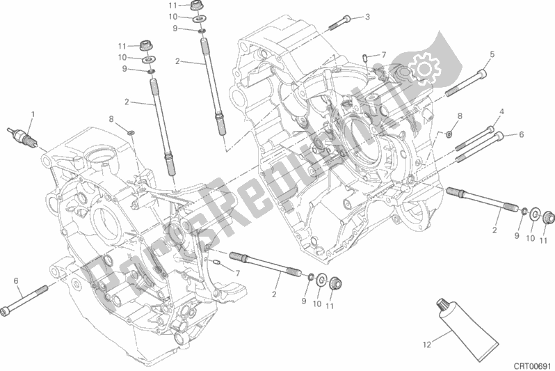 All parts for the 10a - Half-crankcases Pair of the Ducati Multistrada 1200 S Touring USA 2015
